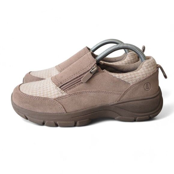 Lands' End All Weather Insulated Suede Moc Shoes Taupe Suede Women's 8B - Picture 2 of 11